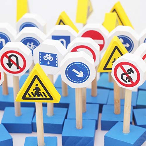 wanshenGyi Kids Educational Toys DIY Musical Instrument, Wooden Street Road Traffic Sign Building Blocks Handicraft Kids Education Toy