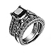 WensLTD 2-in-1 Womens Vintage White Diamond Silver Engagement Wedding Band Ring Set
