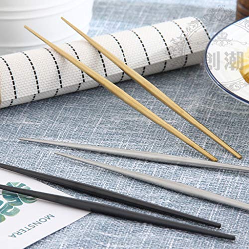 Stainless Steel Kitchen Chopsticks Non-slip Reusable Chinese Chopstick Home Tableware Accessories for Hot Pot Cooking Frying Noodle (Black)
