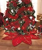 Red Poinsettia Christmas Tree Skirt