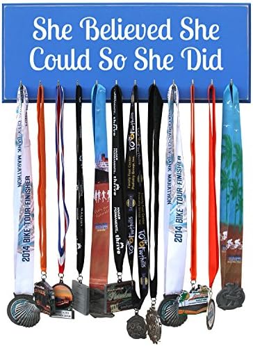 Runrilla Medal Hanger She Believed She Could So She Did - Blue - 12 Hooks
