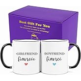 Boyfriend and Girlfriend Coffee Mug Gift Set,Fiance and Fiancee Couple Mug,Engagement Gifts for Couples Newly Engaged Him Her His Hers Mr Mrs Bride Groom Bridal Shower, Valentine's Day Gifts 11 OZ