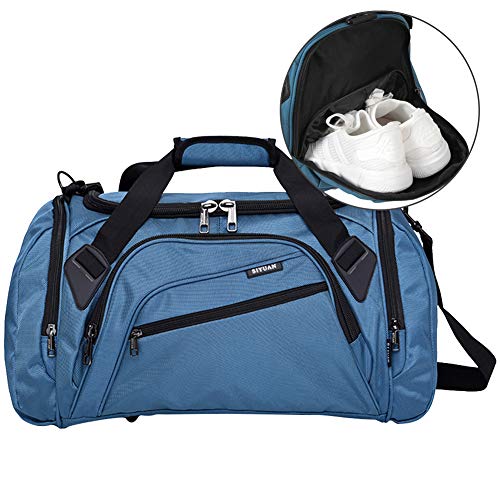 SIYUAN Gym Gear Bag, Foldable Gym Sports Bag Athletic Duffel Bags Weightlifting Boxing Shoe Compartment with Adjustable Strap,RoyalBlue,Medium