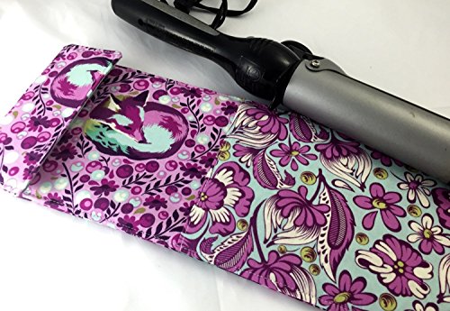 Curling Iron Holder Cover or Flat Iron Case - Tula Pink Chipper Fox Nap in Raspberry - Thumbnail 3