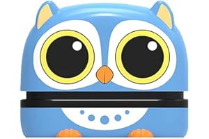 Bosajewel Personalized Name Stamp for Clothing Kids,Custom Name Stamps for Clothes,Blue Owl Cute Waterproof Animal Stamp,Kids