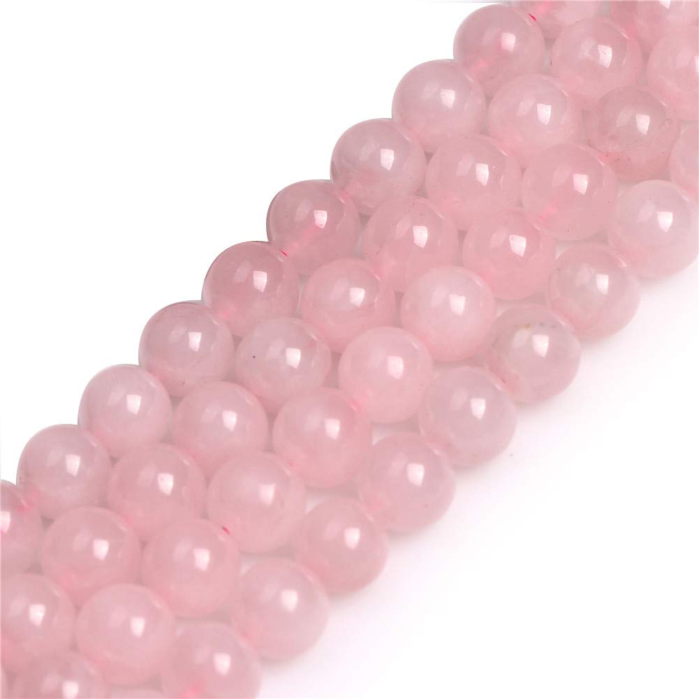 GEM-Inside Natural 10mm Rose Quartz Round Gemstone Semi Precious Loose Beads for Jewellery Making 15''