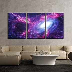 3 Piece Canvas Wall Art - Space Background with Nebula and Galaxy - Modern Home Art Stretched and Framed Ready to Hang - 16"x24"x3 Panels