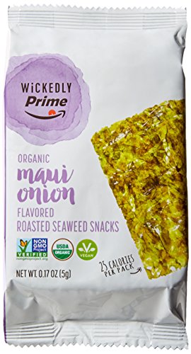 Wickedly Prime Organic Roasted Seaweed Snacks, Maui Onion Flavored, 0.17 Ounce (Pack of 24)