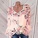 Women Floral Printed Button T-Shirt Chiffon Irregular Hem Plus Size Tops