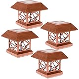GreenLighting Summit Solar Post Cap Light for 4x4 Wood Posts 4 Pack (Brushed Copper)