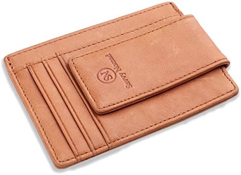 Money Clip Front Pocket Wallet Slim Minimalist RFID Blocking Leather Wallet with Strong Magnets