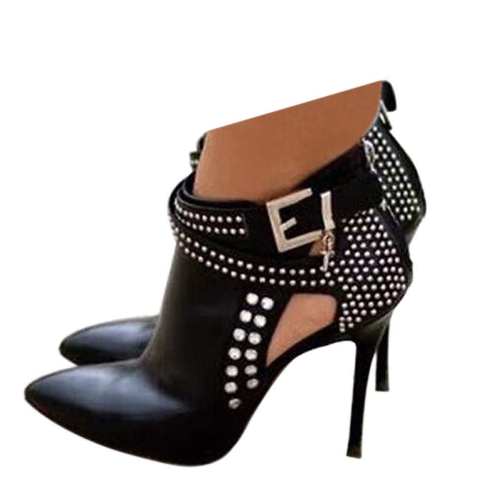 Sponsored Ad - Ankle Boots for Women,Bare Legged Pointed Women's Boots, Rhinestone Booties Black Sexy Stiletto With High Heel