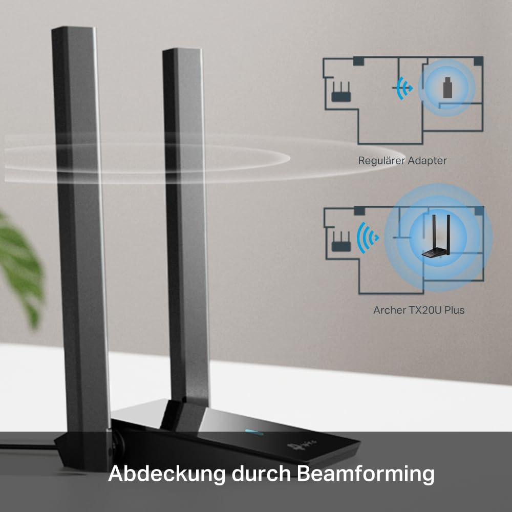 TP-Link Archer TX20U Plus WLAN Stick Für PC, WiFi 6 AX1800 Dual Band, USB 3.0, MU-MIMO, Antennen mit hoher Verstärkung, WPA3-Verschlüsselung, Kompatibel mit Windows 11/10, Schwarz 4