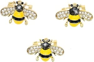 HSQYJ 3 Pack Cute Bee Brooch Pin Set Enamel Crystal Animal Lapel Brooches Novelty Funny Pins Badges for Women Girls Boys Clothing Bags Backpacks Jackets Hat