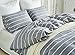 M&Meagle Lightweight Microfiber Duvet Cover Gray,Stripe Print Pattern Bedding Sets,Zipper & Tie for Women & Men's Bedroom - Queen Size(3Pcs,1 Duvet Cover 2 Pillowcases)