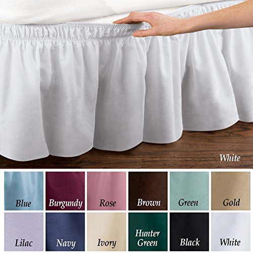 Elastic Bed Wrap Around Ruffle Solid, Easy Fit, Dust Ruffle Bedskirt
