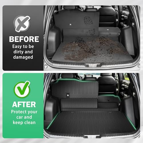 All Weather Cargo Liner & Backrest Mat for 2023-2025 2026 Honda CR-V (Include Hybrid) Non-Slip, Custom Fit Trunk Mat Tray Back Seat Cover Protector for CRV Accessories (Cargo Deck in Upper Position)