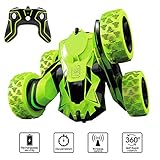 SZJJX Stunt RC Car, 2.4Ghz Double Sided Tumbling Remote Control Vehicle, 3D Deformation, Radio Controlled Off-Road Truck (Green)