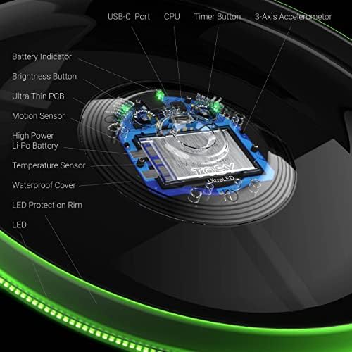 Flying Disc – 36 LED Monocolore, Super Luminoso, modalità Smart, Auto-Illuminazione, Ricaricabile, Impermeabile, Gioco Outdoor per Bambini e Adulti, 175 g