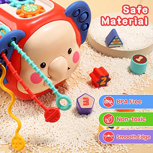 CUTE STONE Baby Activity Cube Toy, Sensory & Montessori Toys for Toddlers, Learning Cube Toys with Music & Lights，Baby Sensory Fine Motor Skills Developmental Toys, First Birthday Gift for Kids