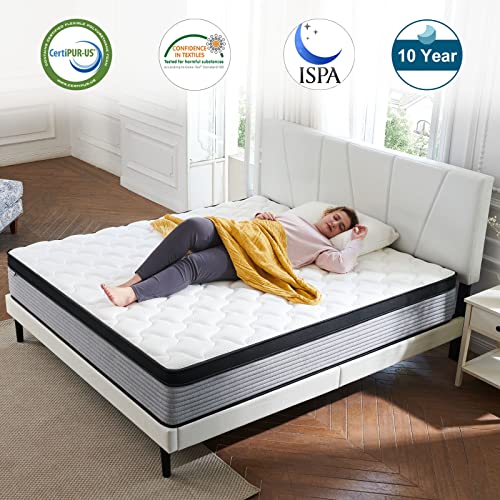 Queen Mattresses,SSECRETLAND 10 Inch Hybrid Memory Foam Mattress and