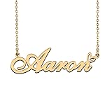 HUAN XUN 18K Gold Plated Name Necklace Aaron for