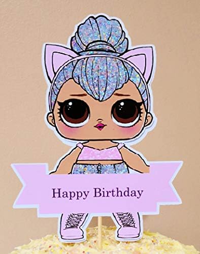 Chic Cottage Crafts Lol Doll KITTY QUEEN Cake Topper Party Decoration - 15cm tall - Happy Birthday