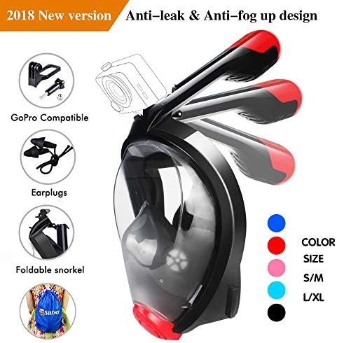 siliber outfitter Full Face Snorkel Mask with Foldable Tube,180 Panoramic, Easy Breathing and Anti Fog & Anti Leak Design for Adult Kids Waterproof Smartphone Case & Sports Gear Bag