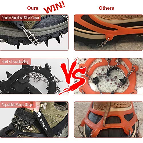 Dr. Prepare Ice Cleats, Ice Grippers & Crampons, Traction Cleats for Women Men Kids, Ice Spikes Snow Cleats Snow Grips for Shoes Boots, Ice Grips Microspikes for Hiking, Walking, Mud