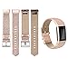 iGK Leather Replacement Bands Compatible for Fitbit Charge 2, Genuine Leather wristbands Rose Gold