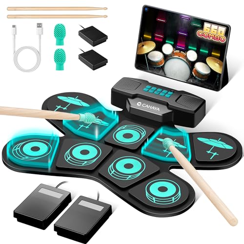 CAHAYA Elektronisches Schlagzeug für Kinder 9 Pads Aufrollbares E-Drum Set
