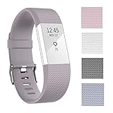 Charge 2 Elastomer Bracelet, Sweat and Water Resistance Easy Cleaning Fitness Wristband Bands, Fitbit Charge 2 Replacement Silicone Watchband Strap with A Surgical-Grade Stainless Steel Buckle