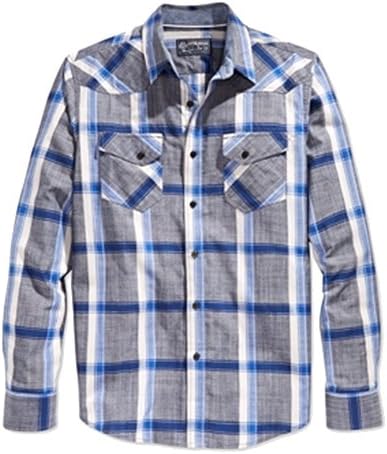 American Rag CIE Mens Plaid Print Button Down Shirt Blue XS