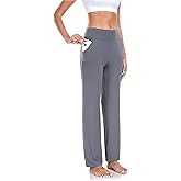 TownCat Women’s Yoga Pants with Pockets, High Waist Workout Straight Leg Pants, Womens Soft Gym Stretch Bootcut Pants