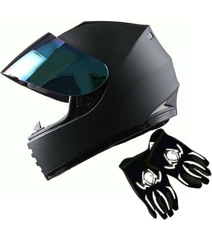 WOW Motorcycle Full Face Helmet Street Bike BMX MX Youth Kids Shield Visor Tinted : Automotive