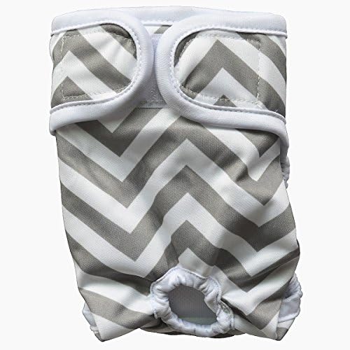 Reusable Washable Cloth Dog Diapers Female (Small(Waist size 10-15), Grey Chevron) by Hibaby