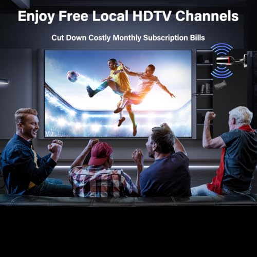 Digital TV Aerial Indoor, TV Aerial Booster with Strong Magnetic Base, 4K 1080P HD Indoor TV Aerial, Support VHF UHF DAB Radio Fit All Televisions