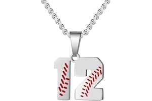 HATTIDORIS Hatti Doris Baseball Number Necklace for Men 00-99 - Jersey Number Necklace with Stainless Steel Gold Plated Chain & Baseball Charm Pendant
