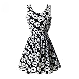 ROPALIA Women's Floral Chiffon Sleeveless Sundress Summer Tank Mini Dress Small