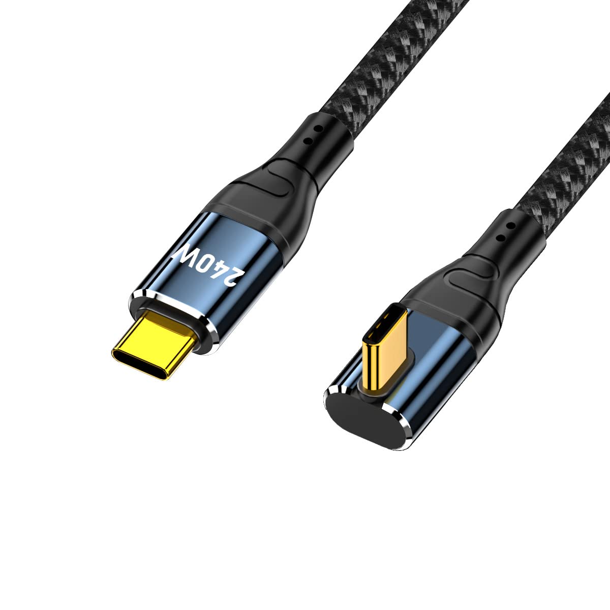 CY Cable USB-C 240W Type-C Male to Male Cable Low Profile Angled Connector 48V 5A Compatible with USB2.0 480Mbps 100W Charging for Laptop Tablet Phone