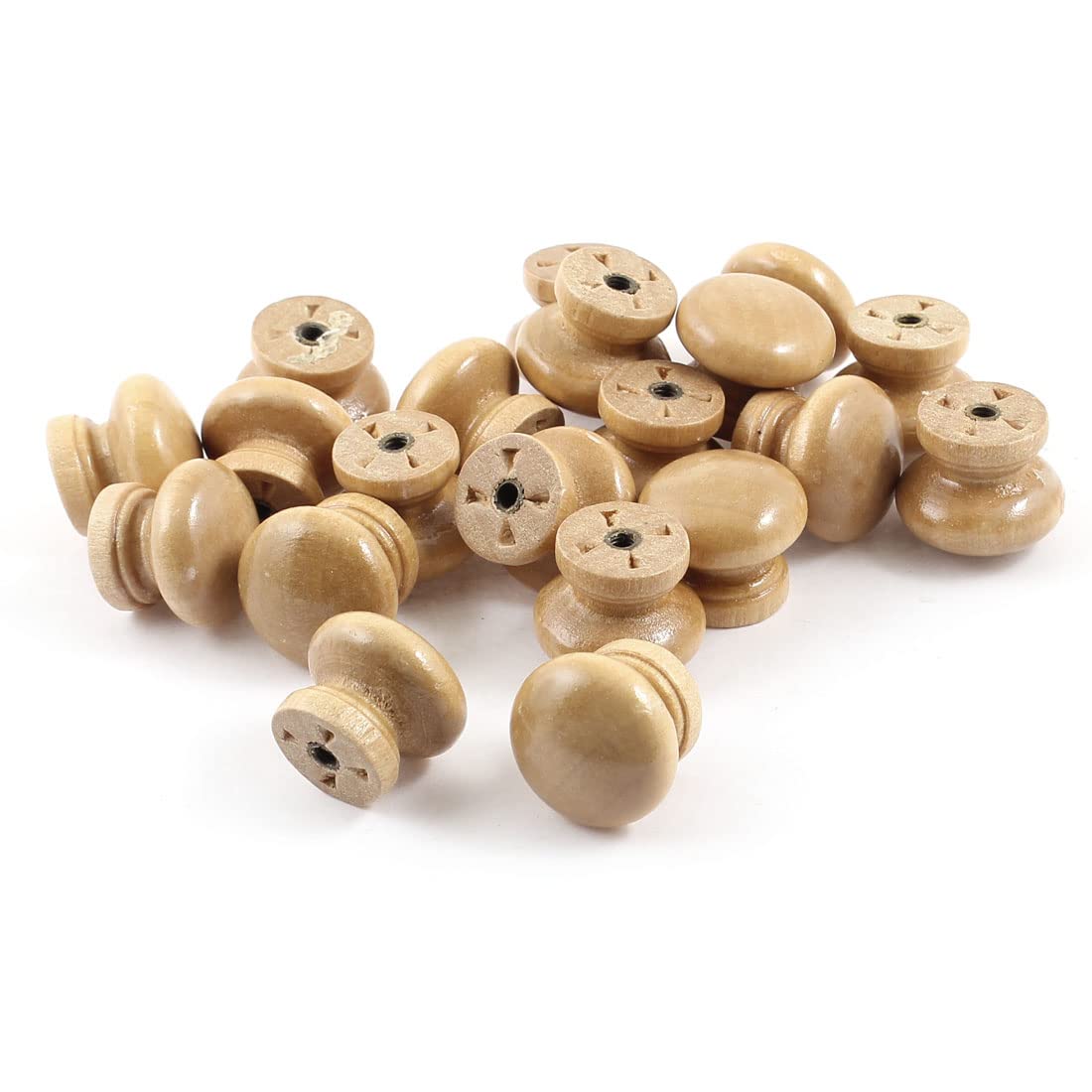 sourcing map 20pcs Light Color Wood Cabinet Closet Drawer Door Pulls Knobs Handles for Dresser Drawer Wardrobe