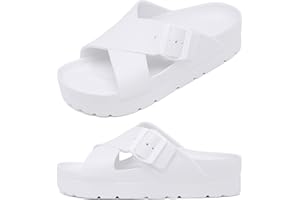 HAIFAGO Womens Platform Sandals with Arch Support, Adjustable Buckle Beach Sandal Woman Comfort Lightweight Ultra Cushion EVA Slides