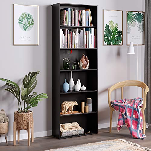 Homfa Bookshelf 70 in Height, Bookcase 6 Shelf Free Standing Display