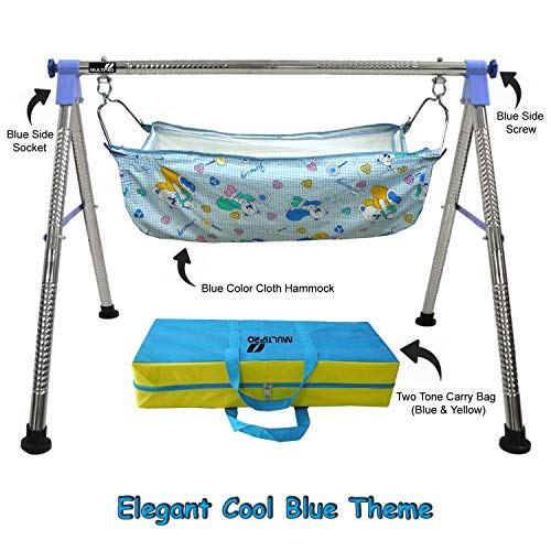 Multipro Indian Style Ghodiyu Born Baby Sleep Swing Cradle, Blue Buy