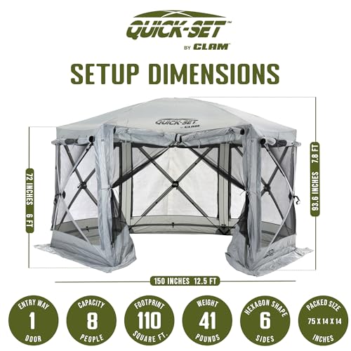 CLAM Pavilion 12.5 Ft Pop Up Screen Tent | 8-Person Gray Gazebo Shelter for Bug-Free Outdoor Gatherings image 24