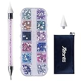 Afantti Jewel Picker Setter Pickup Tool - Wax Pencil Rhinestone Applicator Application Kit - for Pick Up Nail Gem Crystal Jewelry | Double Ended |  Flatback Rhinestones (2400 Pcs)