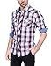 Bentibo Mens Burgundy Plaid Casual Dress Shirt Long Sleeve Button Down Shirts M