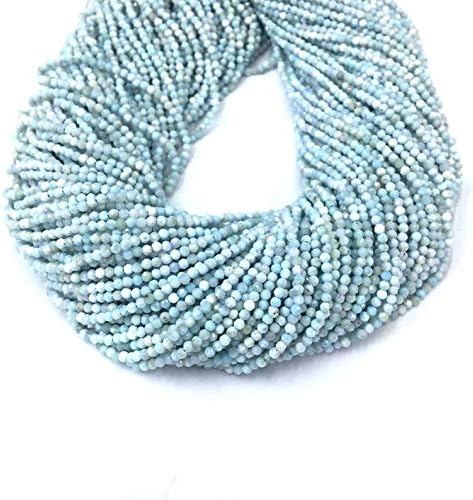 Natural Pack of 5 Strands 2-2.5 mm Larimar Faceted Rondelle Beads| Micro Faceted Beads for Jewelry Making |13" Strand | Semi Precious Gemstone Beads| AAA Quality