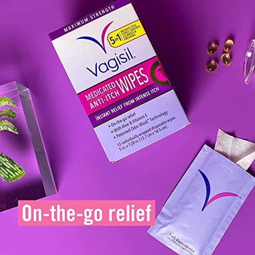 Vagisil AntiItch Medicated Feminine Intimate Wipes For Women, Maximum