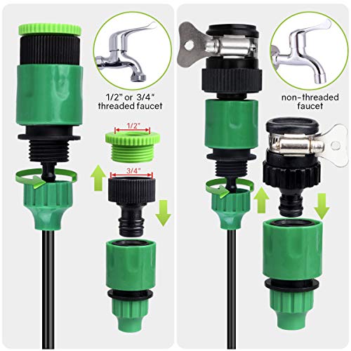 moistenland Patio Plant Watering Kit,50ft 1/4" Blank Distribution Tubing Hose DIY Garden Drip Irrigation System, Misting Cooling System with Mister Nozzle Sprinkler for Pots &Containers